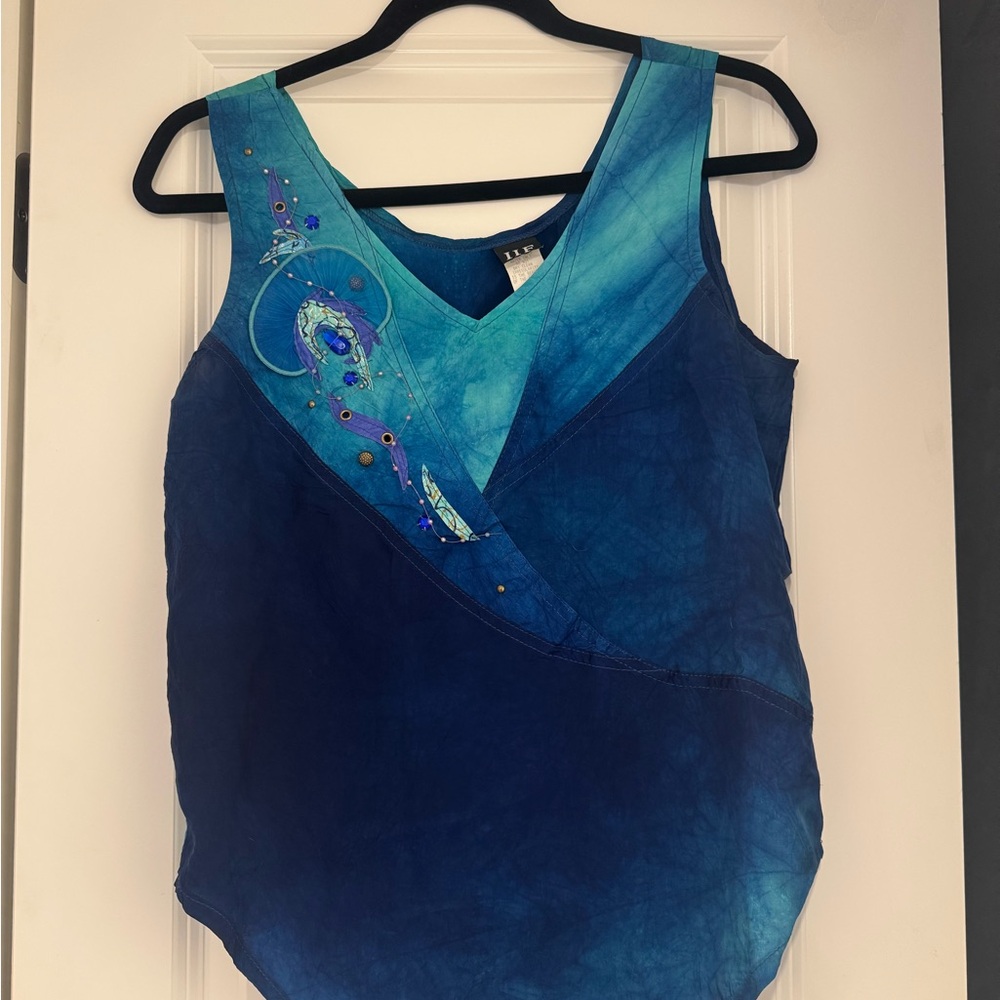 Elegant Blue Embroidered Women's Blouse